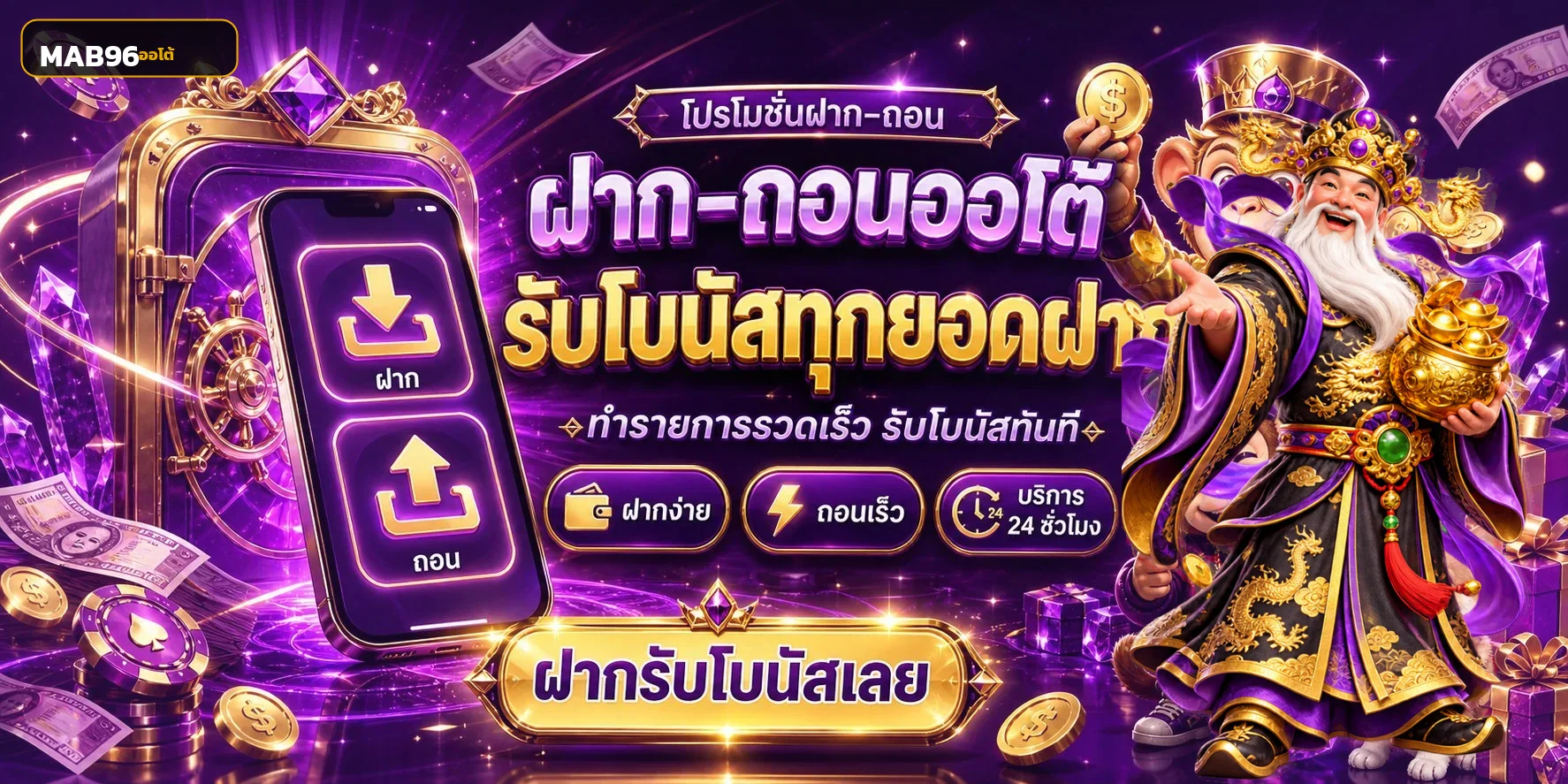 คู่มือฝากถอนออโต้ MAB96 พร้อมตัวละครเกมสไตล์พรีเมียม